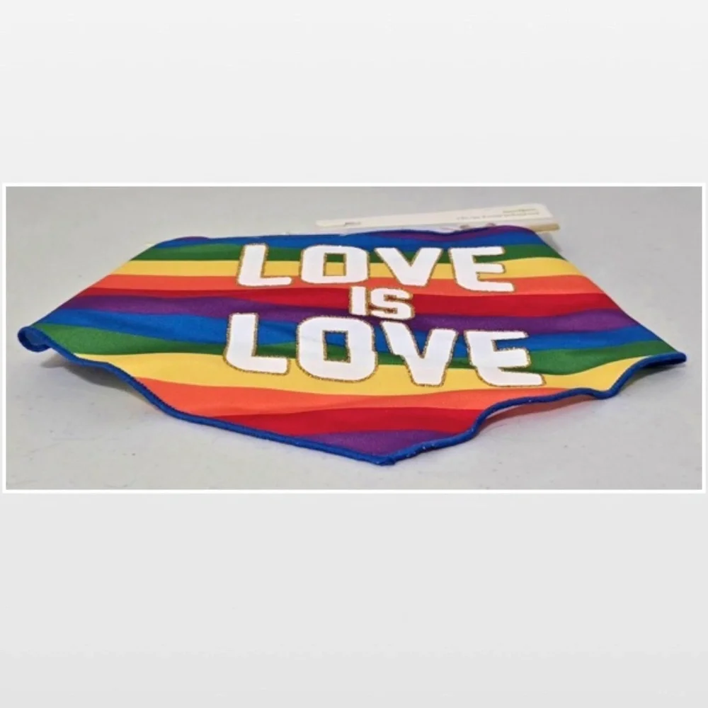 New Dog Bandana Pet Medium Large Love Is Love Rainbow Pride NWT